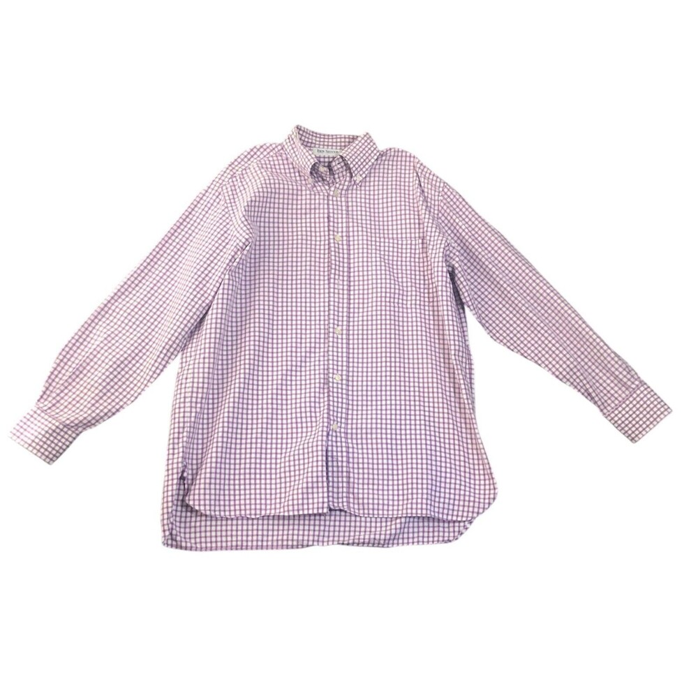 Ben Silver Collar Shirt Long Sleeve Mens Purple Medium Preppy